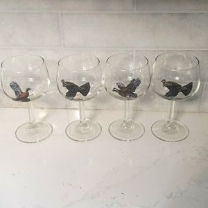 Set of 4 Richard E bishop brandy sniffer tasting bird duck wild turkey glasses